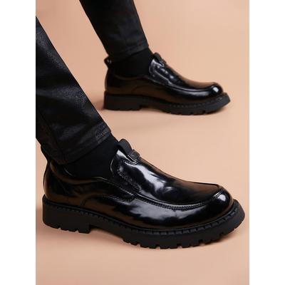 商务男鞋冬季潮流休闲皮鞋厚底增高透气软皮软底潮鞋男士大头皮鞋