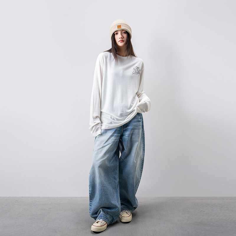 Makemore长袖打底新款罩衫70%莱赛尔亲肤垂顺休闲宽松轻薄上衣女