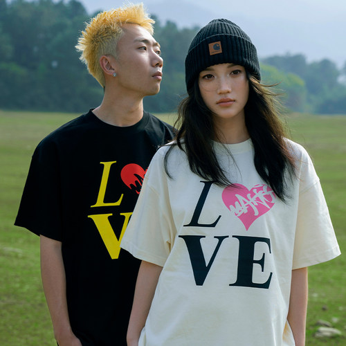 Makemore爱心限定纯棉情侣半袖潮