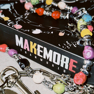 Makemore复古骷髅新款 链 多巴胺手工复古糖果双层质感金属中性风裤