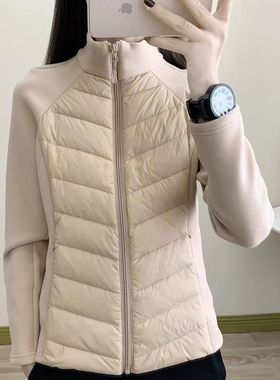 瑜伽运动棉服女士秋冬新款防风棉衣修身显瘦轻薄户外跑步毛呢外套