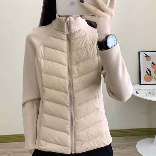 瑜伽运动棉服女士秋冬新款防风棉衣修身显瘦轻薄户外跑步毛呢外套