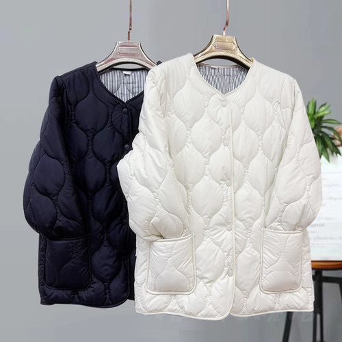 羽绒棉衣棉服女短款外套2025年秋冬季新款宽松轻薄夹棉小菱格棉袄
