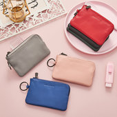 契意坊cuneiform 风尚多功能零钱包头层牛皮证卡套卡片套粉色卡包