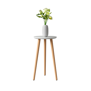 精选白色原木混搭花架子客厅落地式三脚花几家用电视柜旁花店实木