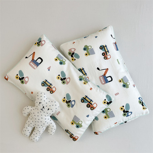儿童纱布枕套卡通汽车宝宝枕芯套婴儿透气竹纤维学生乳胶枕头套