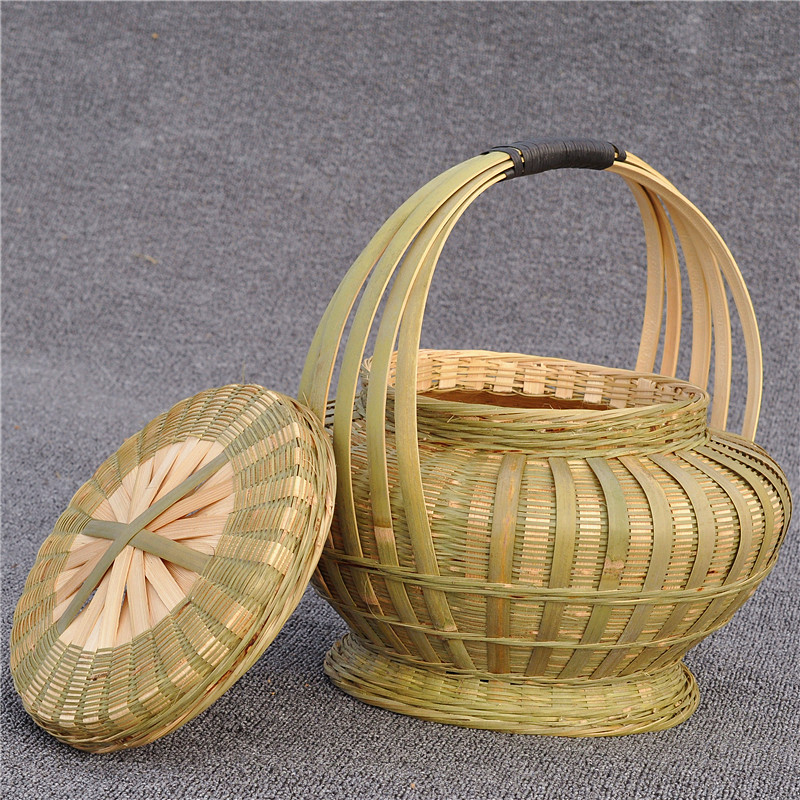 精选壮族精品大竹篮手提篮竹编织制品茶壶篮子水果筐礼品蓝海鲜收,特色手工艺,竹编/竹雕,淘宝优惠券,粉丝福利购,淘宝优惠卷