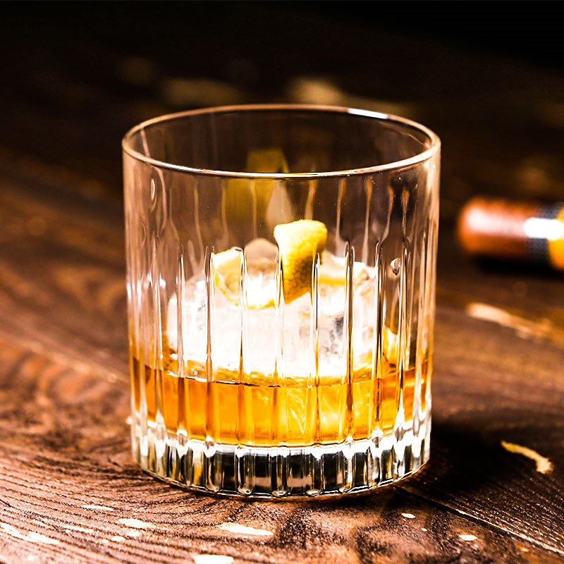 日式条纹威士忌杯酒吧专用古典杯鸡尾酒杯复古烈酒杯玻璃洋酒杯子