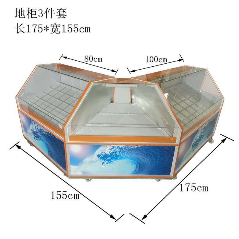 烟柜便利店超市展示柜货架真龙橙色橘红钢化玻璃柜台移动带轮有灯