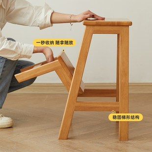 精选实木梯凳折叠家用多功能两用儿童两步台阶凳登高脚踏加厚二层