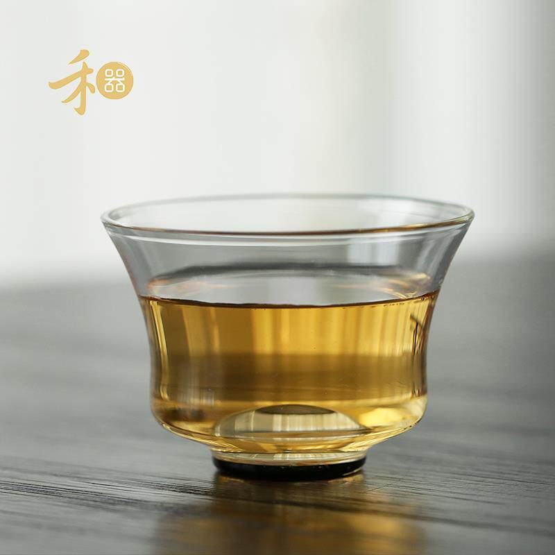 台湾禾器花语清杯手工耐热玻璃主人杯束腰杯中式个人高档茶杯茶具