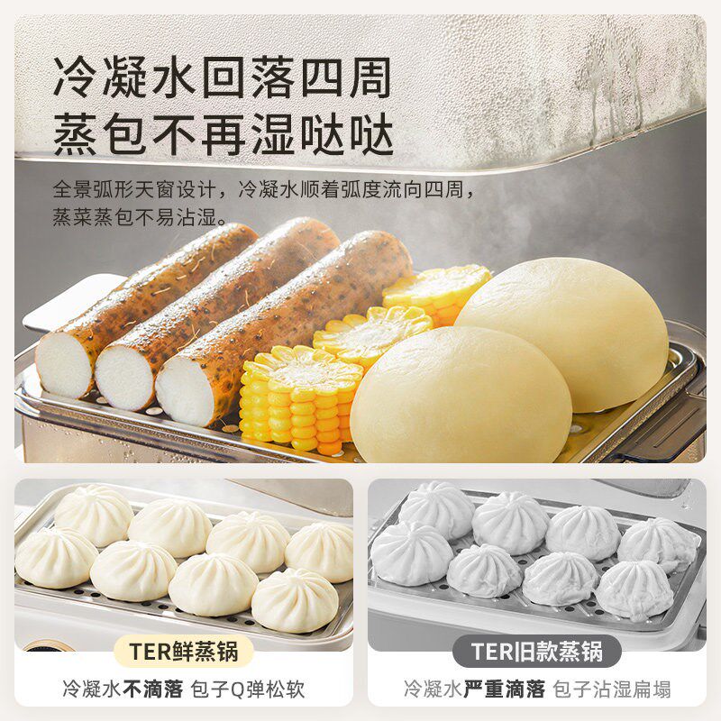 TER电蒸锅家用多功能大容量聚能速蒸热菜蒸包子全自动蒸炖一体锅