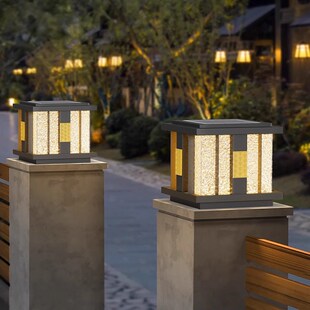 精选太阳能门柱柱头灯别墅庭院户外防水农村大门柱子灯室外花园围