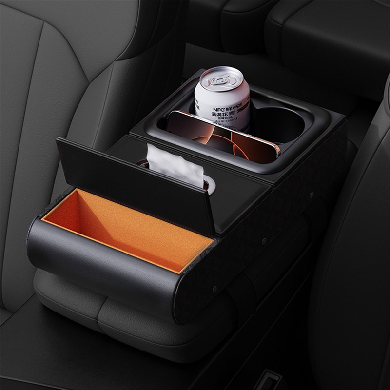 福斯扶手箱增高垫探歌迈腾探岳汽车多功能车载纸巾盒水杯架储物盒