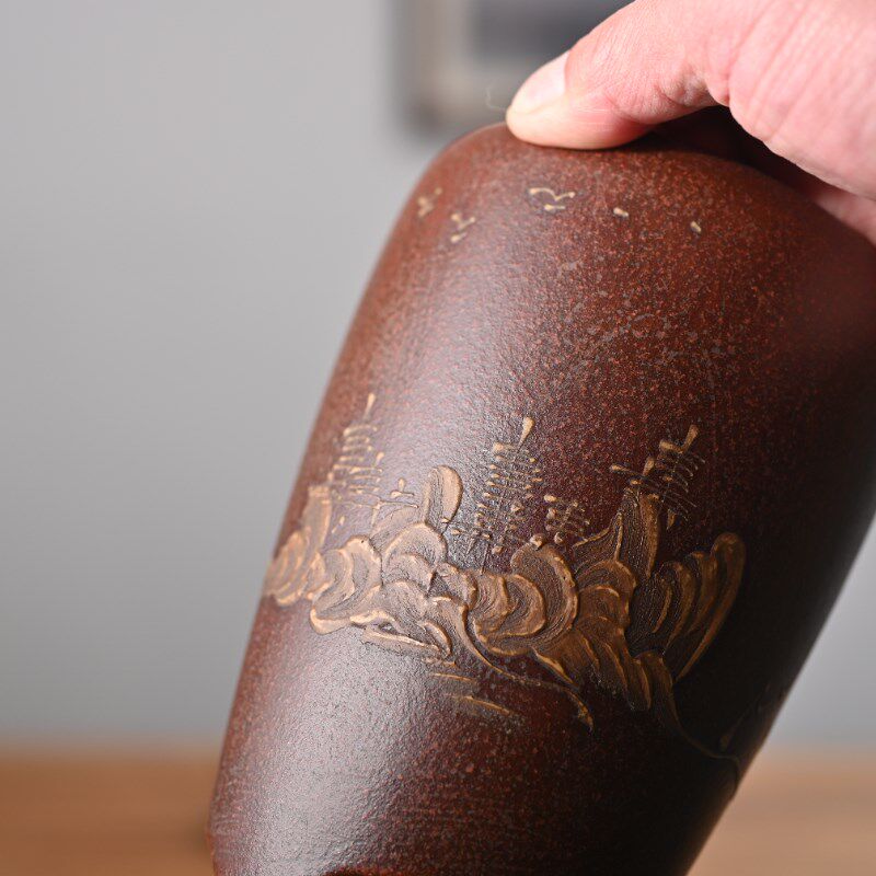 紫砂兰花盆精品圆形仿古兰草文竹老桩客厅桌面花卉古典盆景盆