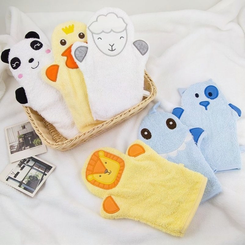 婴儿卡通沐浴手套洗澡巾动物绣花造型宝宝搓澡巾纯棉无静电浴擦,婴童用品,沐浴棉/浴擦,淘宝优惠券,粉丝福利购,淘宝优惠卷