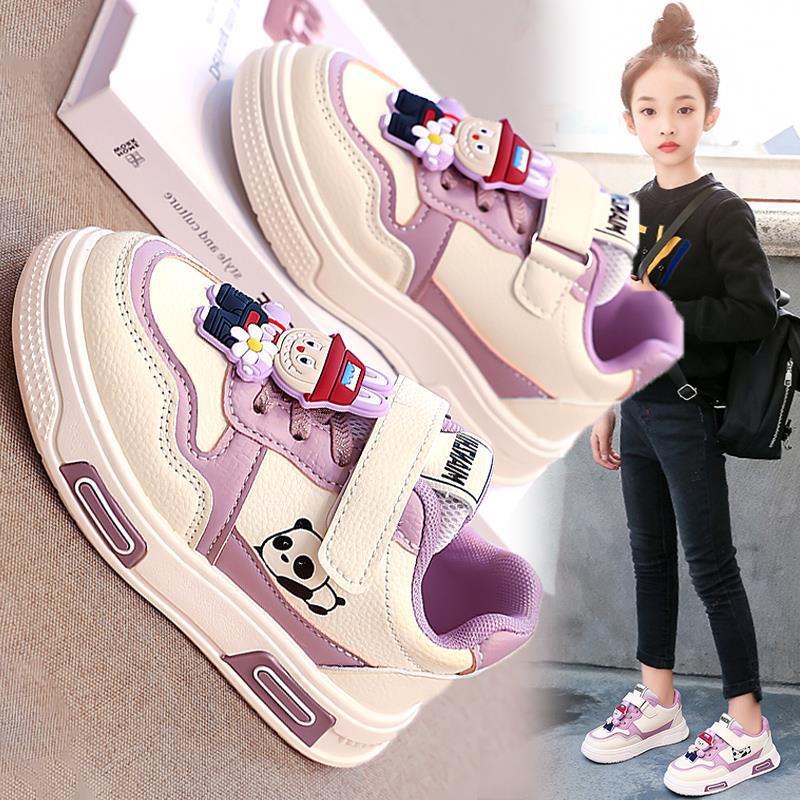 流行新品童鞋女童板鞋款新款儿童皮面运动小白鞋女孩拉布布时尚爆