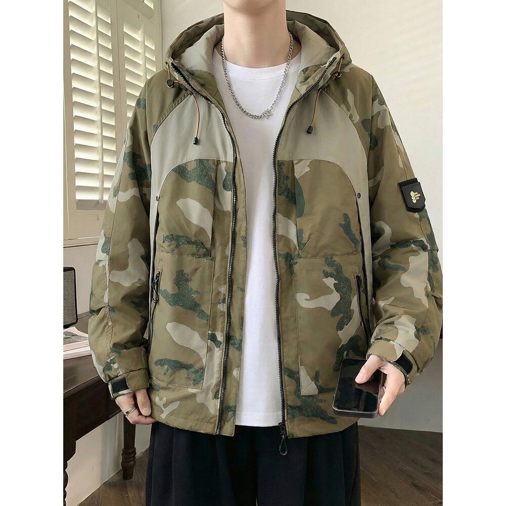 德国连帽宽松潮牌青少年迷彩夹克季男生休闲韩版潮流外套男时尚百