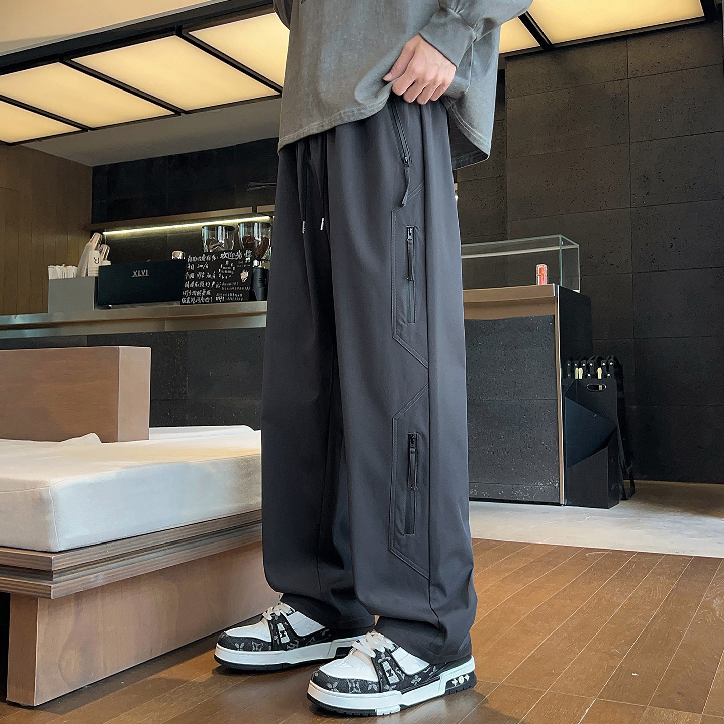 明星同款美式冲锋伞兵裤男季户外潮牌宽松直筒工装裤子青少年休闲