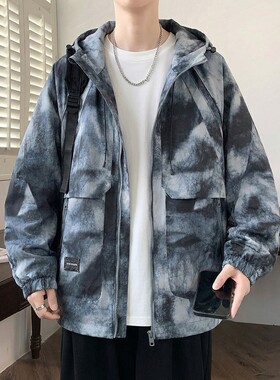 德国连帽宽松潮牌青少年迷彩夹克季男生休闲韩版潮流外套男时尚百