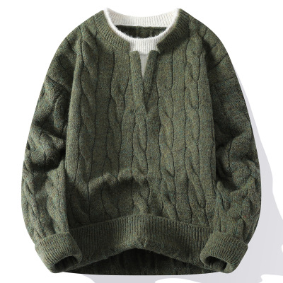 潮牌季假两件毛衣男孩新款高中初中学生青少年大童打底针织衫