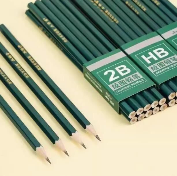 绿杆原木2B铅笔素描绘画考试无毒专用铅笔日常写字小学生专用