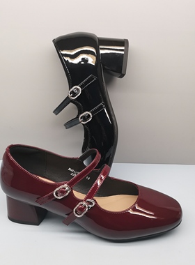 红蜻蜓浅口鞋女新款BQ51270081甜美风中跟时尚女单鞋水钻方头女鞋