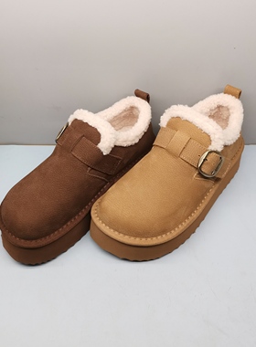 秋冬新款蘑菇鞋女红蜻蜓CD66000291R休闲厚底保暖女棉CD66000292R