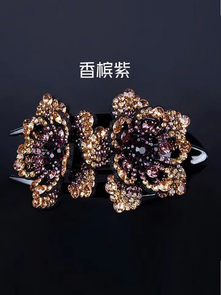 妈妈发饰双花鸭嘴夹镶钻发夹马尾夹韩版气质百搭时尚头花发饰发卡