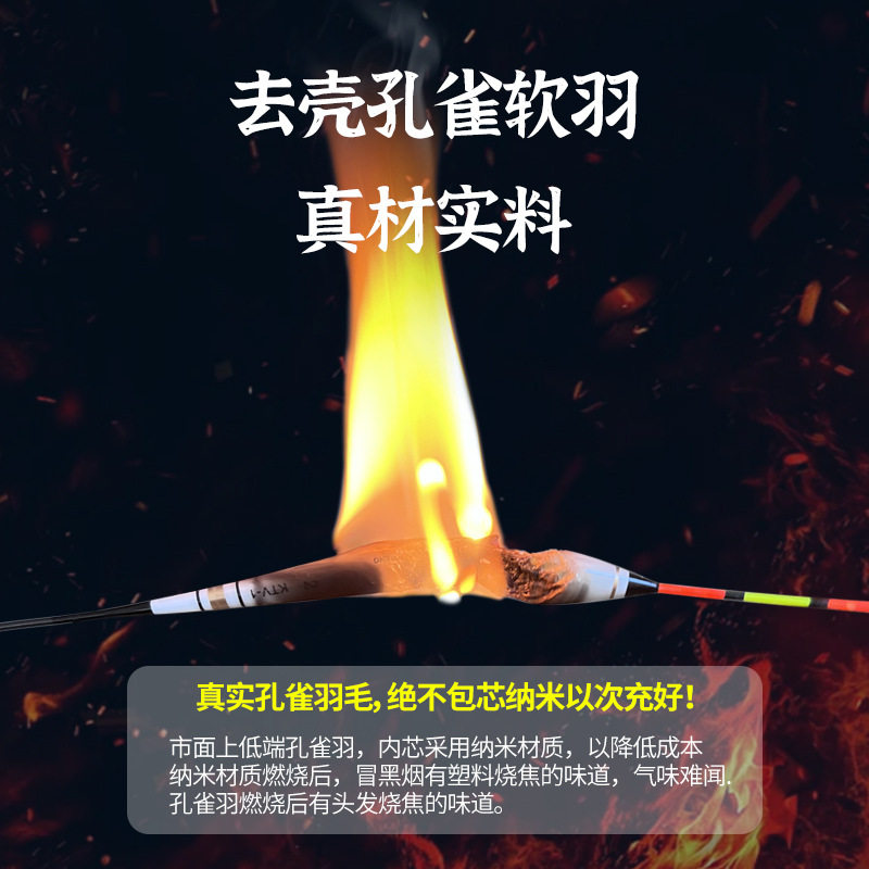 福高灵敏孔雀羽浮漂细长身顿口鲫鱼浮标垂钓轻口鱼漂底钓正