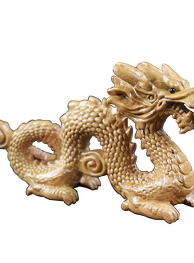 桃木青龙摆件立体木质龙生肖属龙雕刻龙摆件手工雕刻家居工艺品