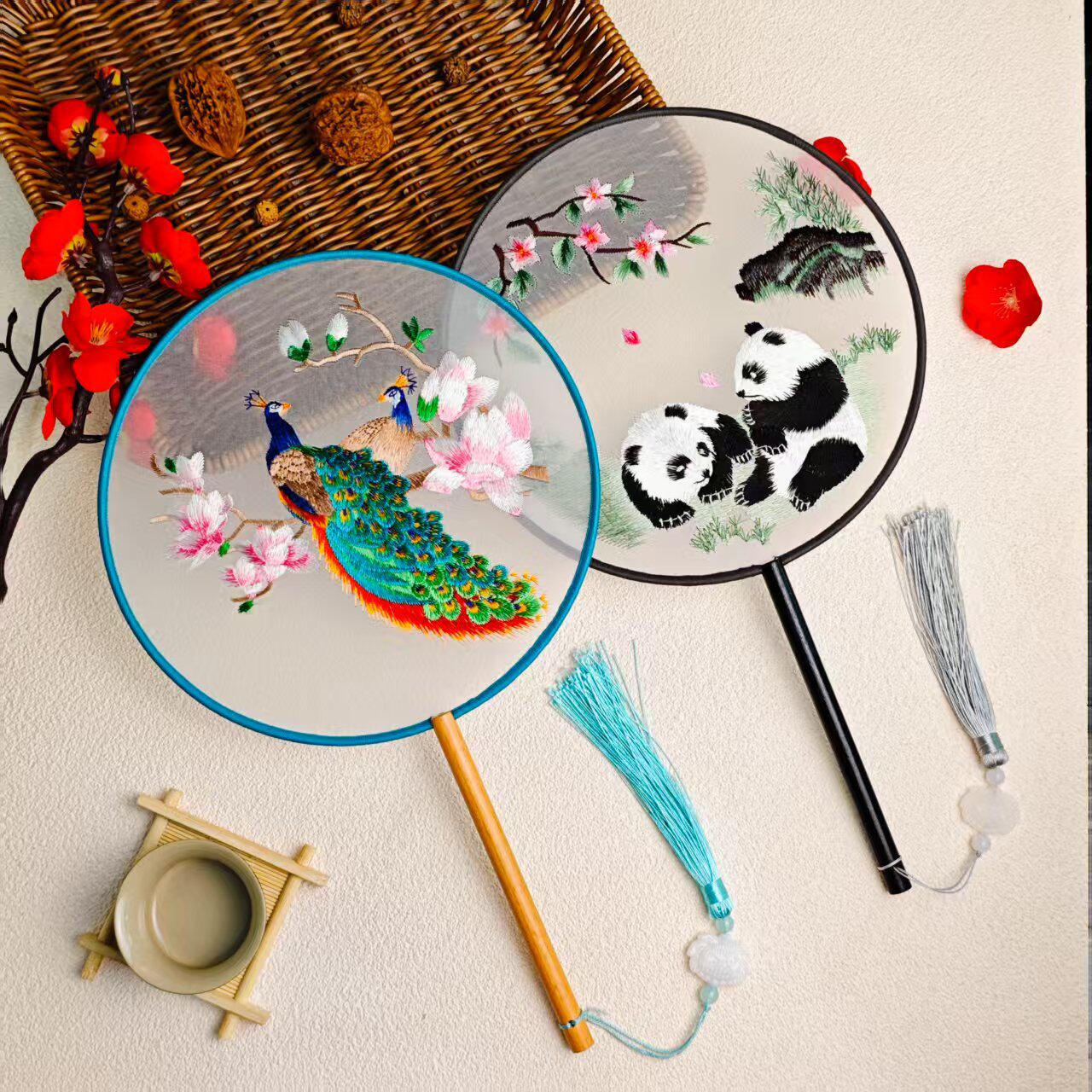 双面绣团扇古风扇子刺绣圆扇汉服苏绣百搭古典中国舞工厂
