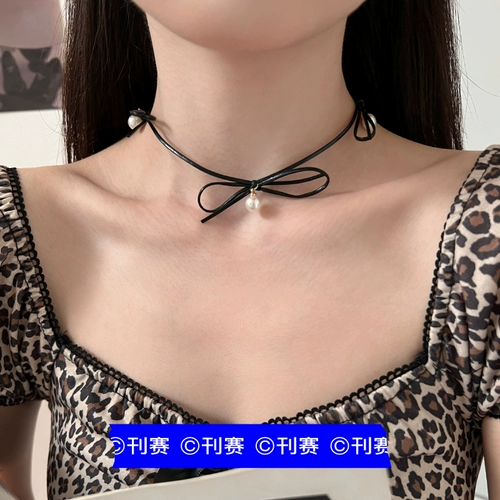 Ожерелье с бантиком из жемчуга, чокер, аксессуары