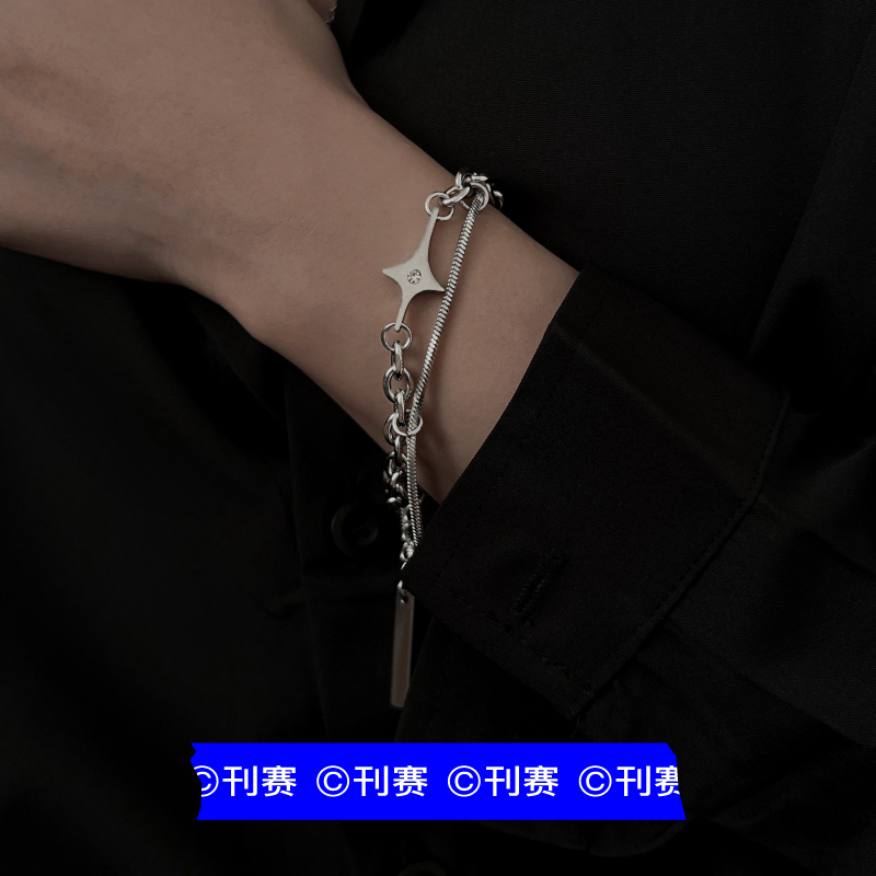 刊赛十字星穿插双层手链男女个性韩版百搭冷淡风y2k小众时尚饰品