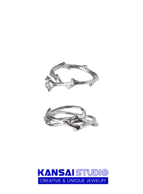 KANSAI男女铜冷淡风荆棘玫瑰戒指