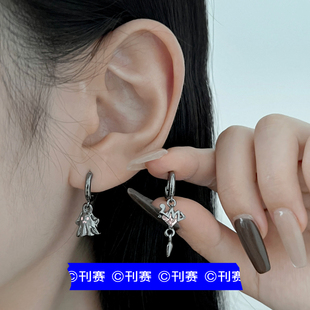 KANSAI黑幽灵不对称耳环甜酷个性 潮小众设计气质耳饰 耳钉2023新款