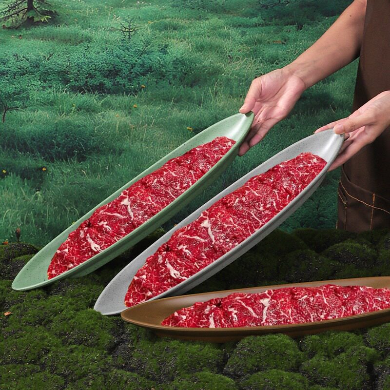 网红山野风火锅涮肉盘密胺船型