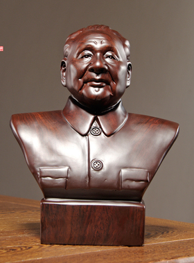 黑檀实木雕刻邓小平头像摆件家居办公客厅商务柜台装饰红木工艺品
