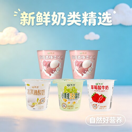 紫鸢酸奶青提芝士冰淇淋草莓玫瑰荔枝低温酸奶风味发酵乳100g/杯