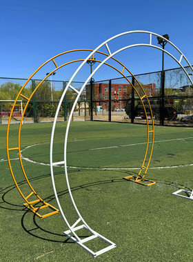 新款婚庆铁艺双杆拱门道具架子金色拱形花门婚礼户外舞台背景装饰