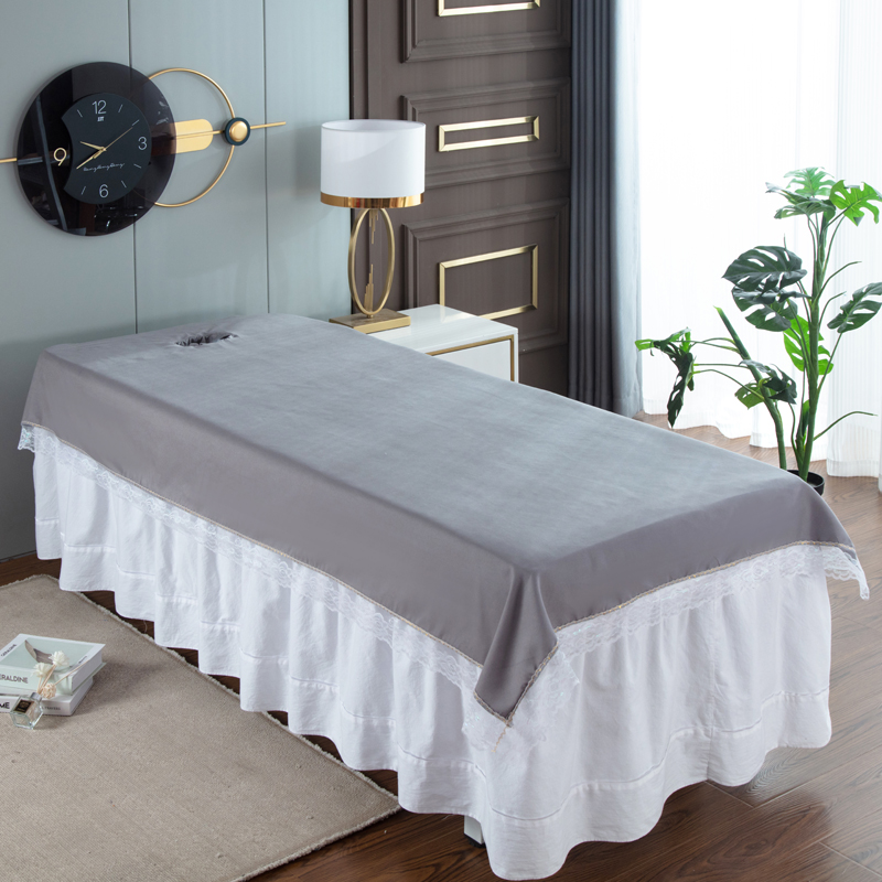 美容床单水洗棉加厚理疗推拿美容院专用纯色花边单件按摩床单带洞
