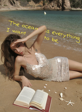 MIN PURA 25SS 贝母缀饰网纱吊带 亮片贝母包臀低腰迷你半裙