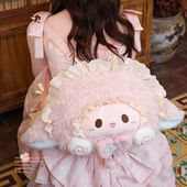 可爱粉色大脸包毛绒玩偶双肩背包包lolita斜挎包礼物 小羊古力