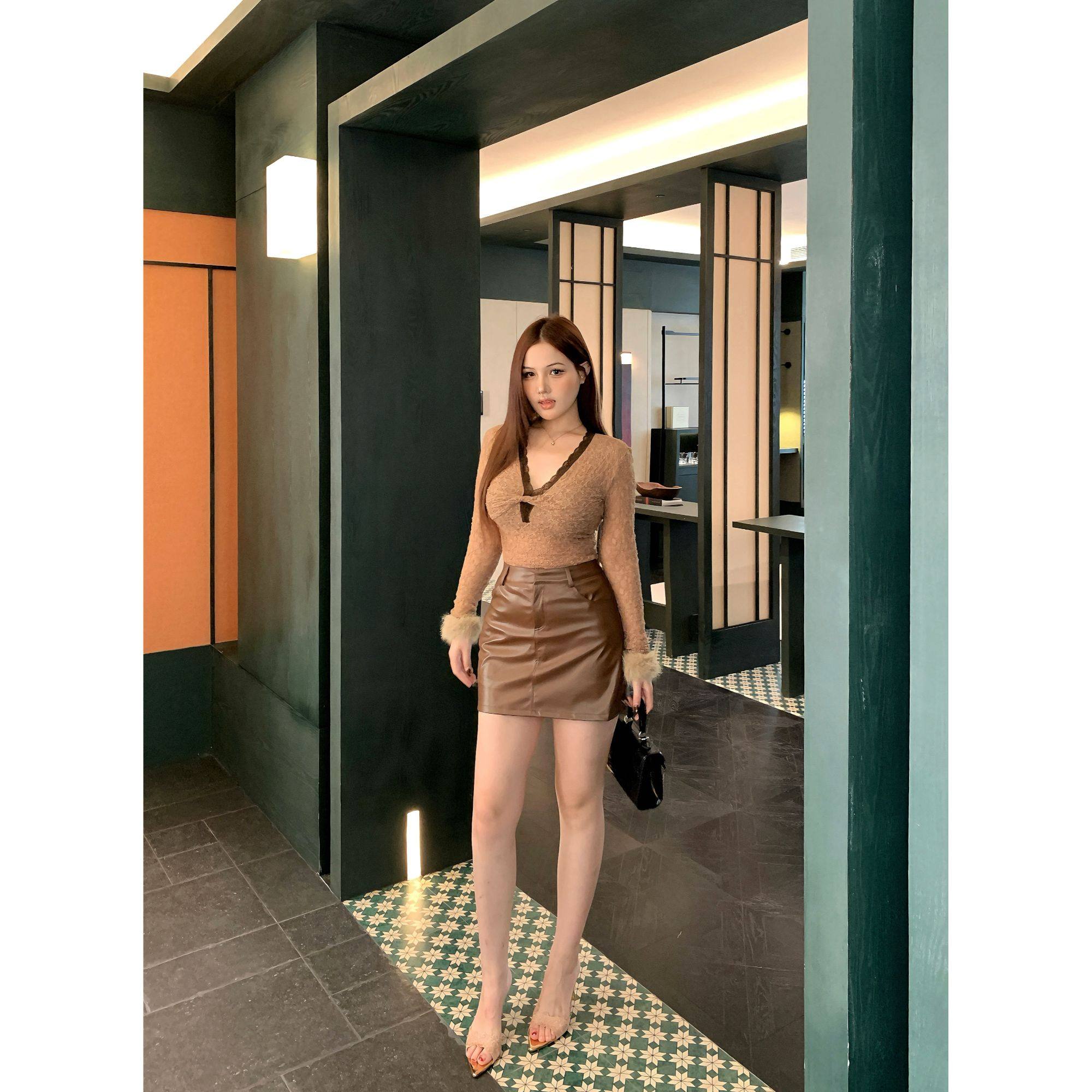 Bear Chili熊熊大码性感V领蕾丝拼接毛毛袖上衣T恤包臀半身裙女,女装/女士精品,时尚套装,淘宝优惠券,粉丝福利购,淘宝优惠卷