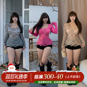 欣甜Bsied 辣妹连衣裙长袖修身大码毛针织衫女装秋款爆款2024新款