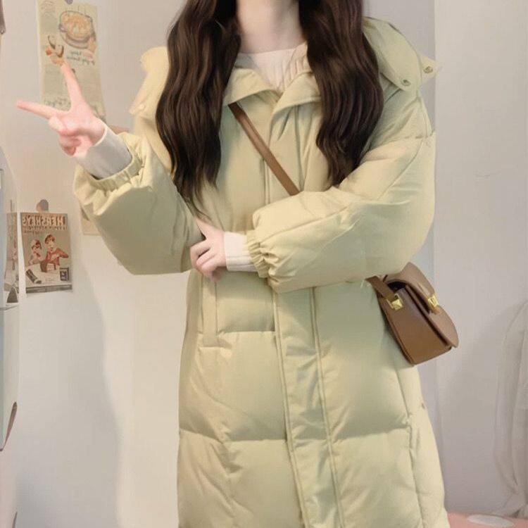 2025中长款新款棉衣女韩版冬季宽松外套棉袄学生加厚过膝甜美棉服