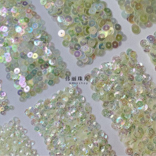 月光绿色法式刺绣PVC珠片