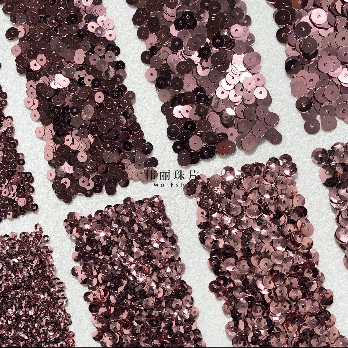 玫瑰金3/4/5/6mm系列【PL72】法式刺绣婚纱礼服装辅料PET手缝珠片