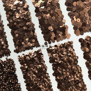 6mm系列 PL926 法式 辅料PET手缝珠片 磨砂古铜色亮片3 刺绣