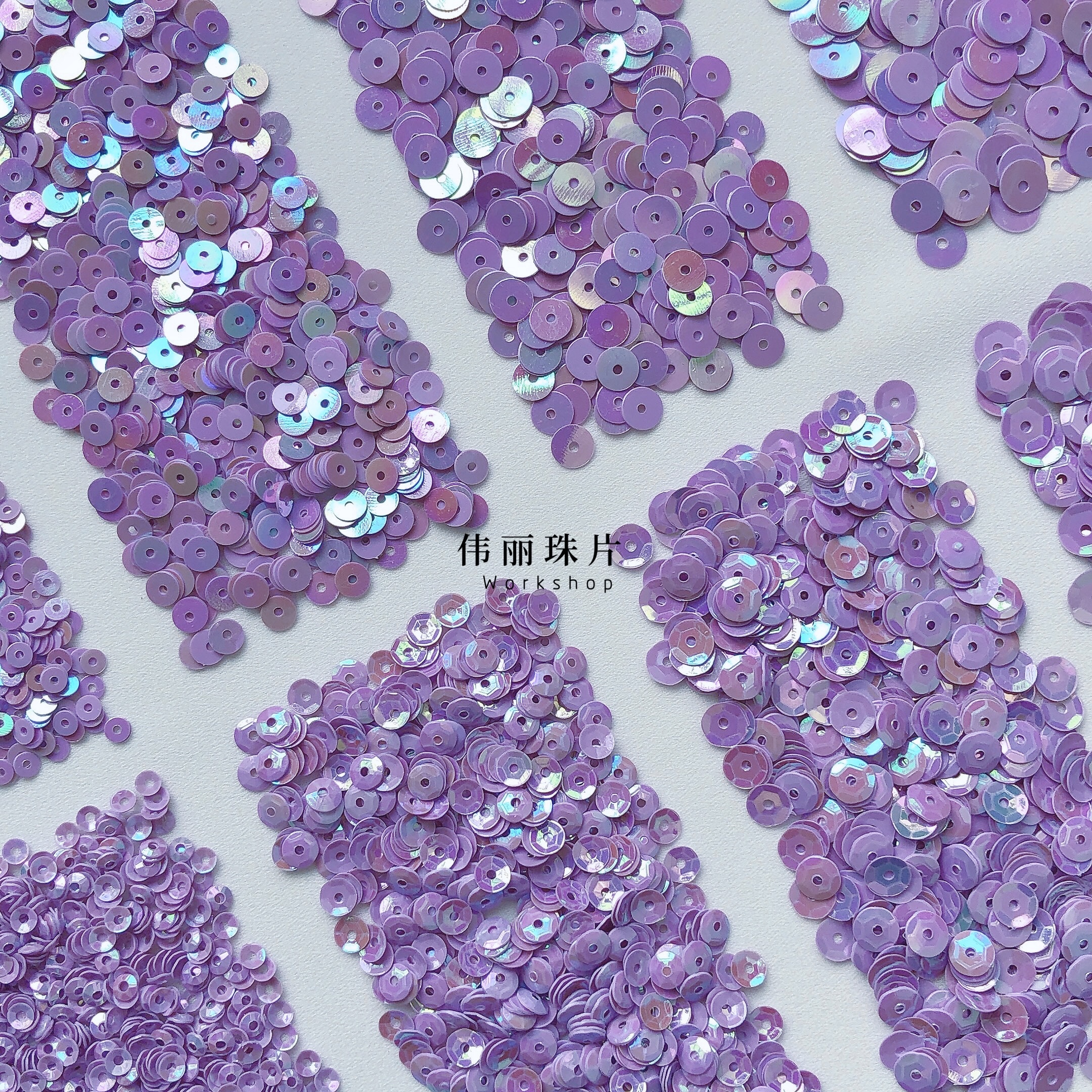 法式刺绣PVC珠片丁香紫色